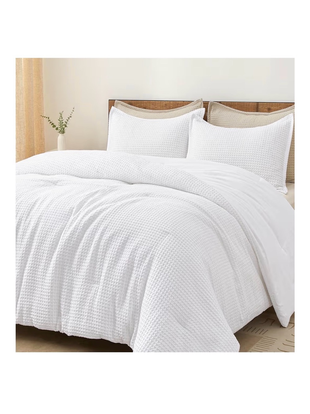 Ultra Soft Waffle Weave King Comforter Set - White